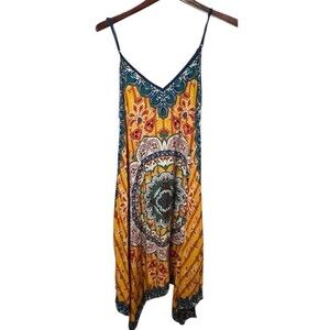 Jealous Tomato XS Dress Midi Slip Asymmetrical Hem Mandela Bandanna Boho